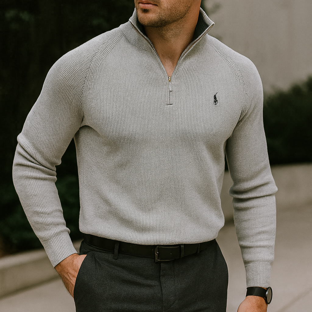 Zipped Collar Sweater R&amp;L + Free Watch