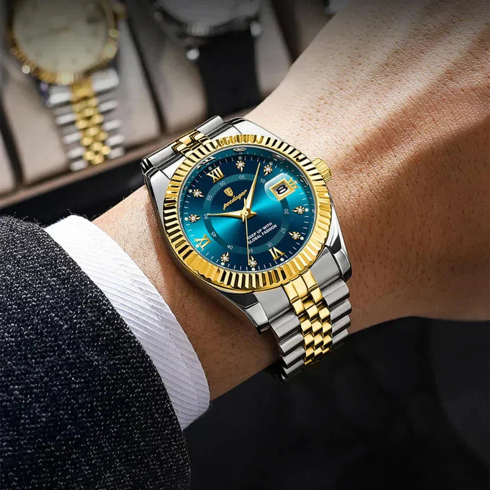 POEDAGAR GoldenStar - 40mm Watch | Water Resistant | stainless steel